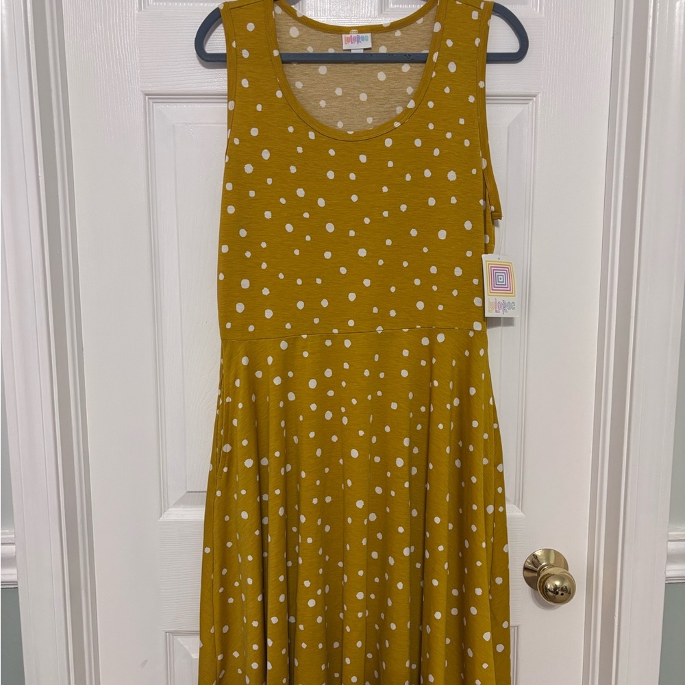 LuLaRoe Yellow Polka Dot Tank Dress